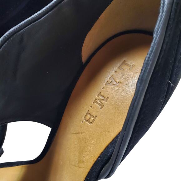 Y2k L.A.M.B. Gwen Stefani Suede Black Peep Toe Heels - Size 7 - Picture 2 of 7